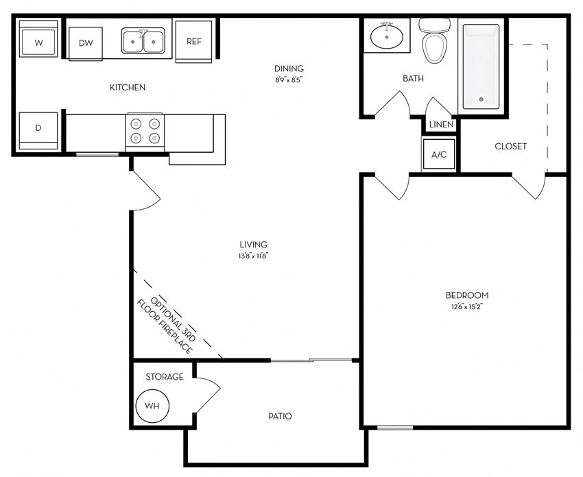 Retreat at Barton Creek Apartments One Bedroom One Bathroom A Floor Plan